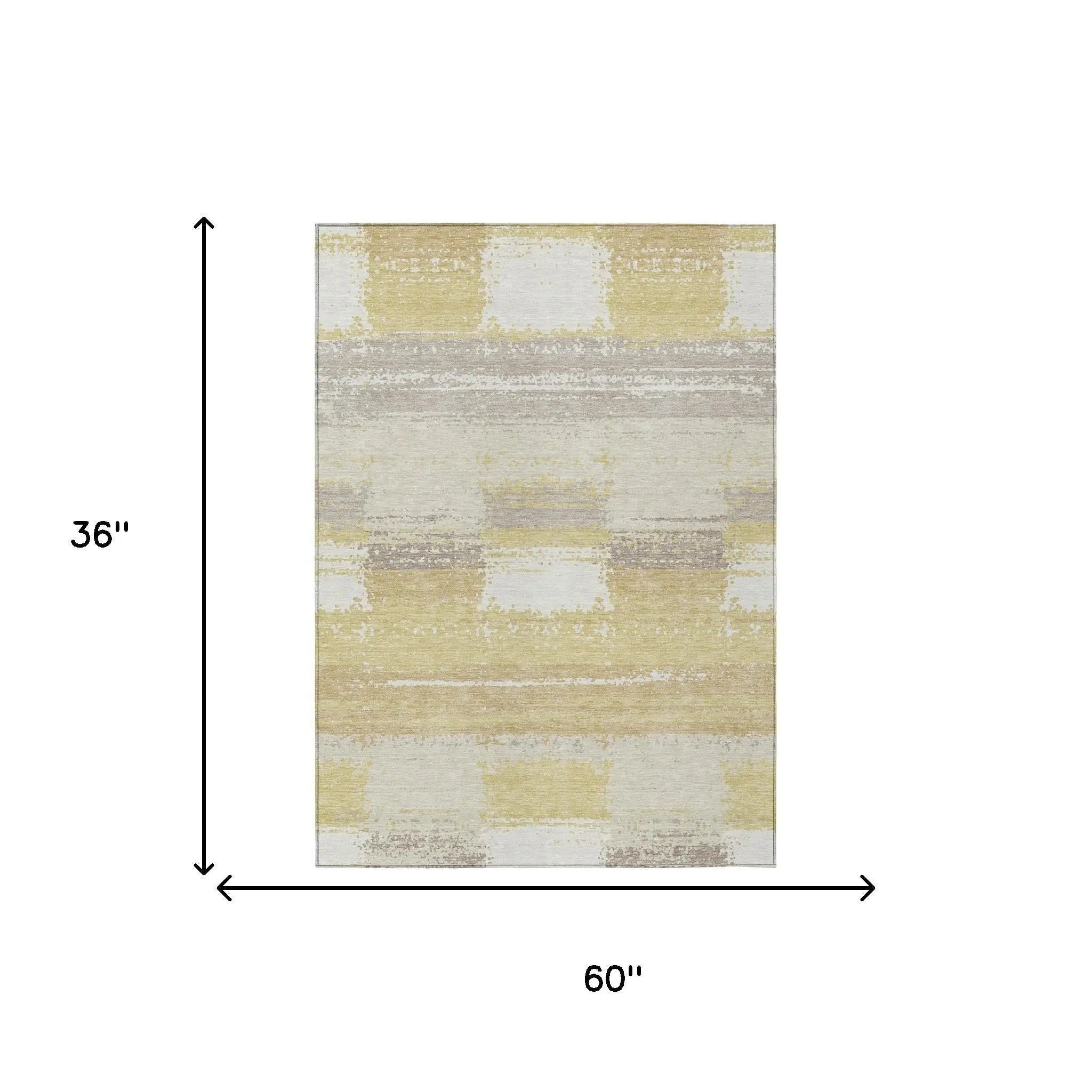 3' X 5' Wheat And Gold Geometric Washable Indoor Outdoor Area Rug Homeroots Outdoor