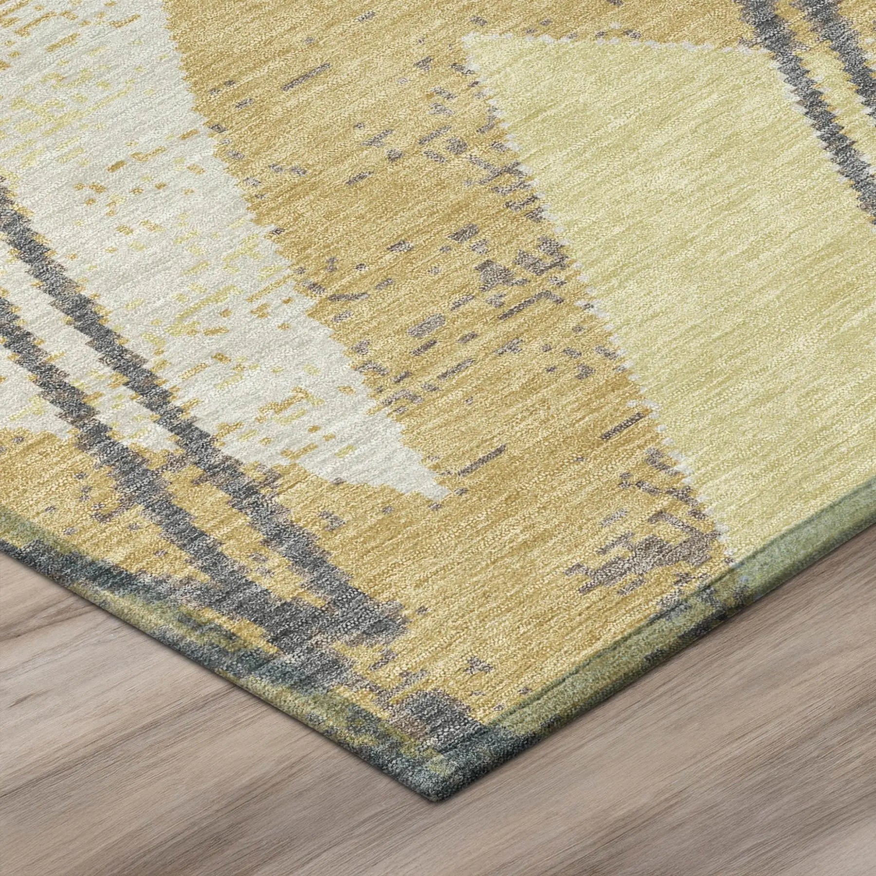 3' X 5' Wheat And Gold Geometric Washable Indoor Outdoor Area Rug Homeroots Outdoor