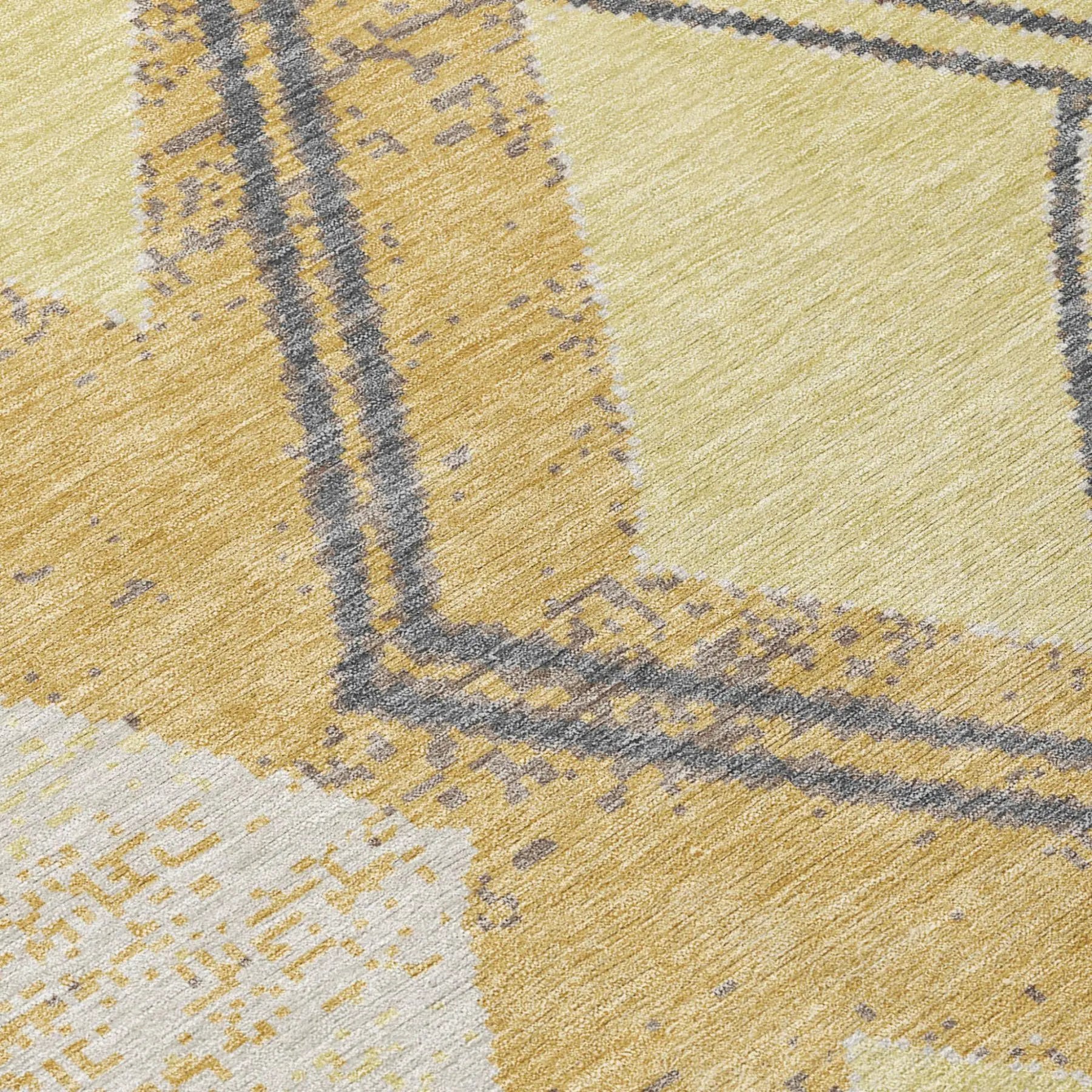 3' X 5' Wheat And Gold Geometric Washable Indoor Outdoor Area Rug Homeroots Outdoor