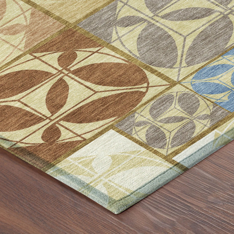 3' X 5' Wheat And Gold Geometric Washable Indoor Outdoor Area Rug Homeroots Outdoor