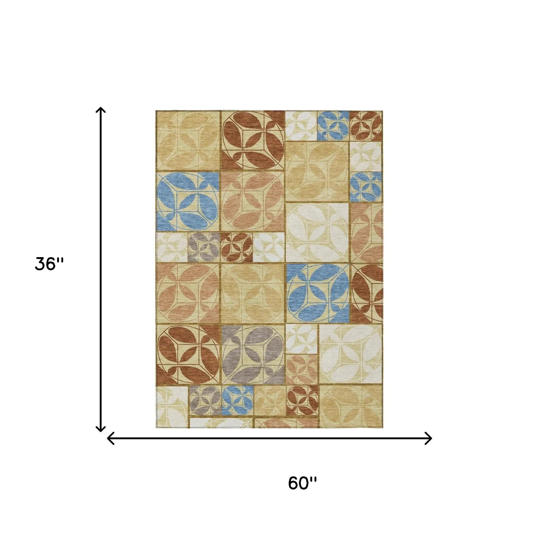 3' X 5' Wheat And Gold Geometric Washable Indoor Outdoor Area Rug Homeroots Outdoor
