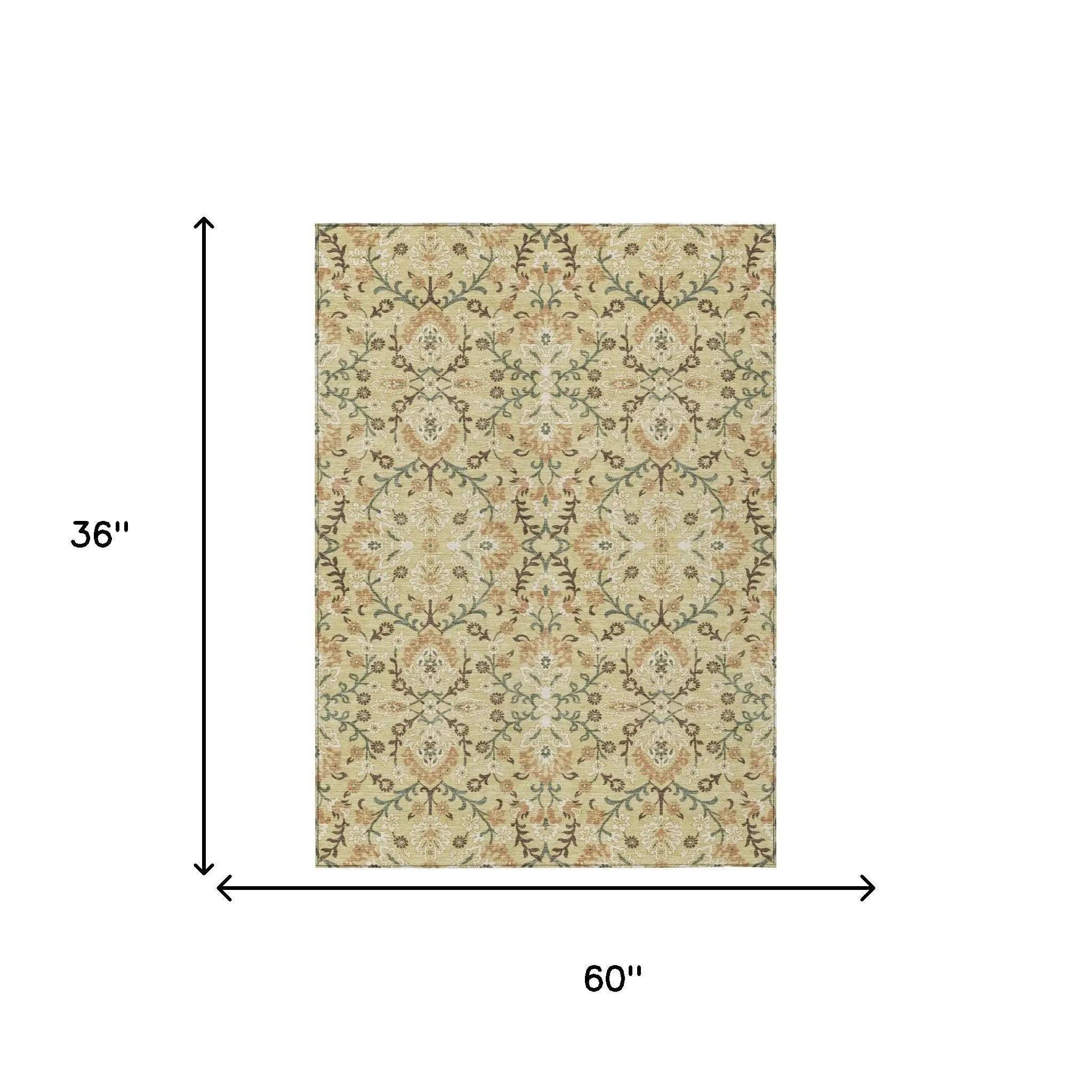 3' X 5' Wheat And Gold Geometric Washable Indoor Outdoor Area Rug Homeroots Outdoor