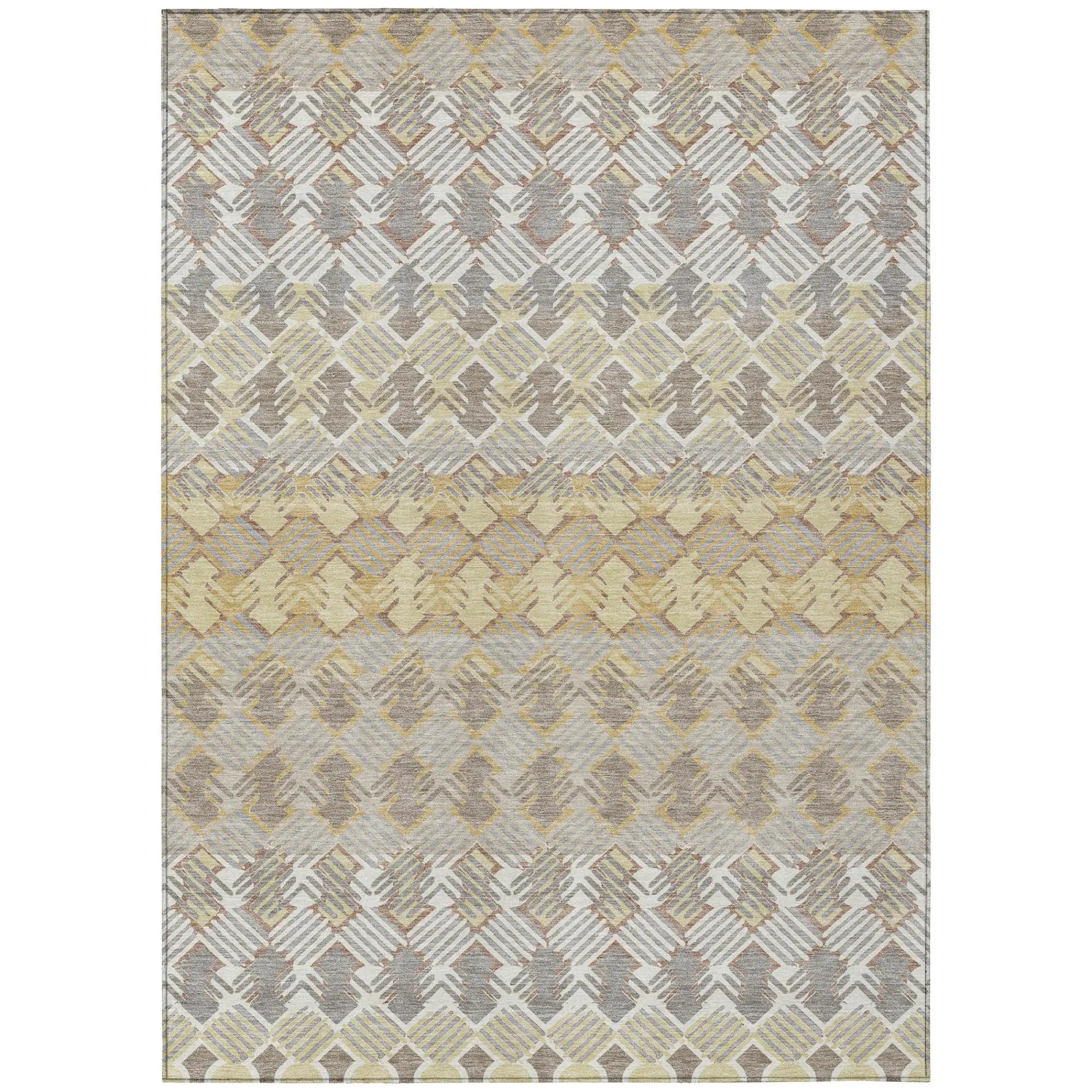 3' X 5' Wheat And Gold Striped Washable Indoor Outdoor Area Rug Homeroots Outdoor
