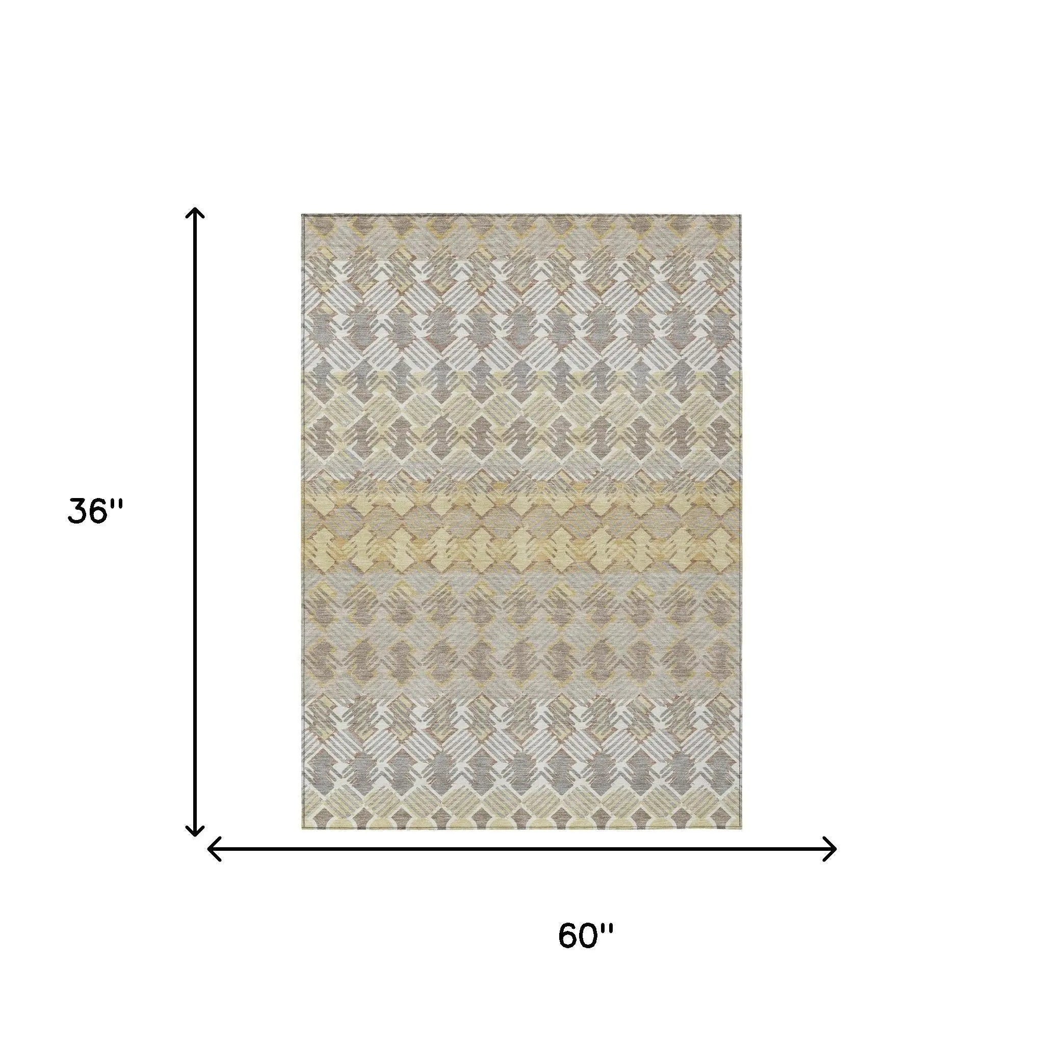 3' X 5' Wheat And Gold Striped Washable Indoor Outdoor Area Rug Homeroots Outdoor