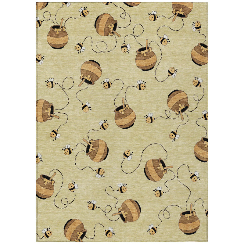3' X 5' Wheat And Ivory Geometric Washable Indoor Outdoor Area Rug Homeroots Outdoor