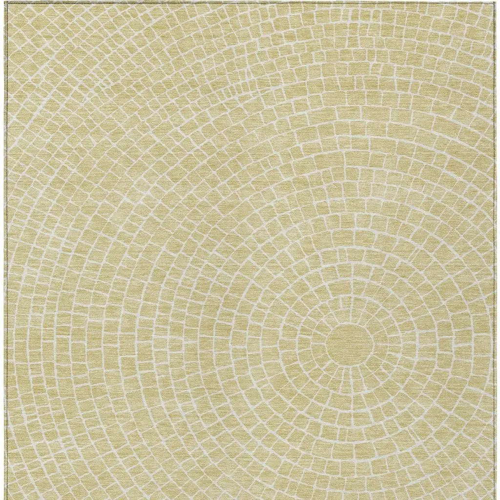 3' X 5' Wheat And Ivory Geometric Washable Indoor Outdoor Area Rug Homeroots Outdoor
