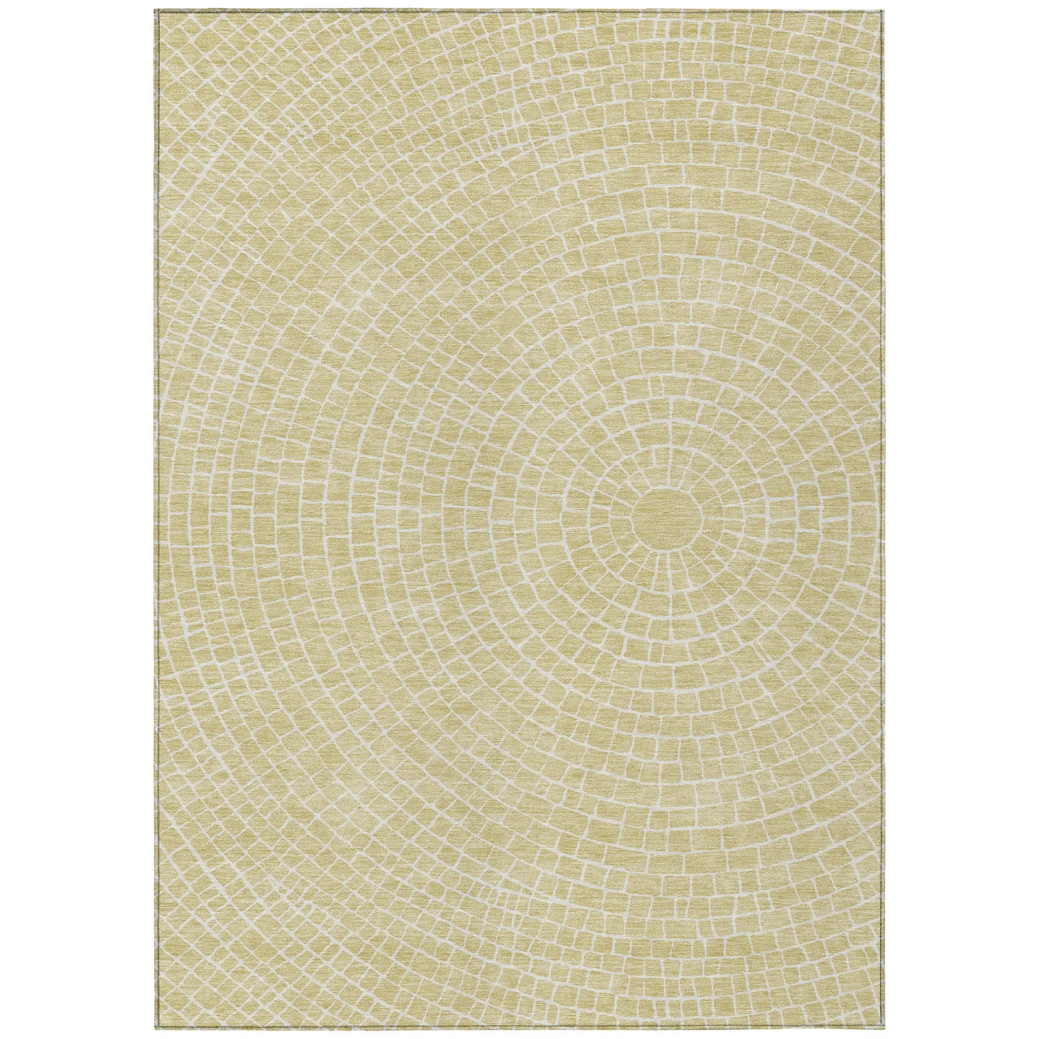 3' X 5' Wheat And Ivory Geometric Washable Indoor Outdoor Area Rug Homeroots Outdoor
