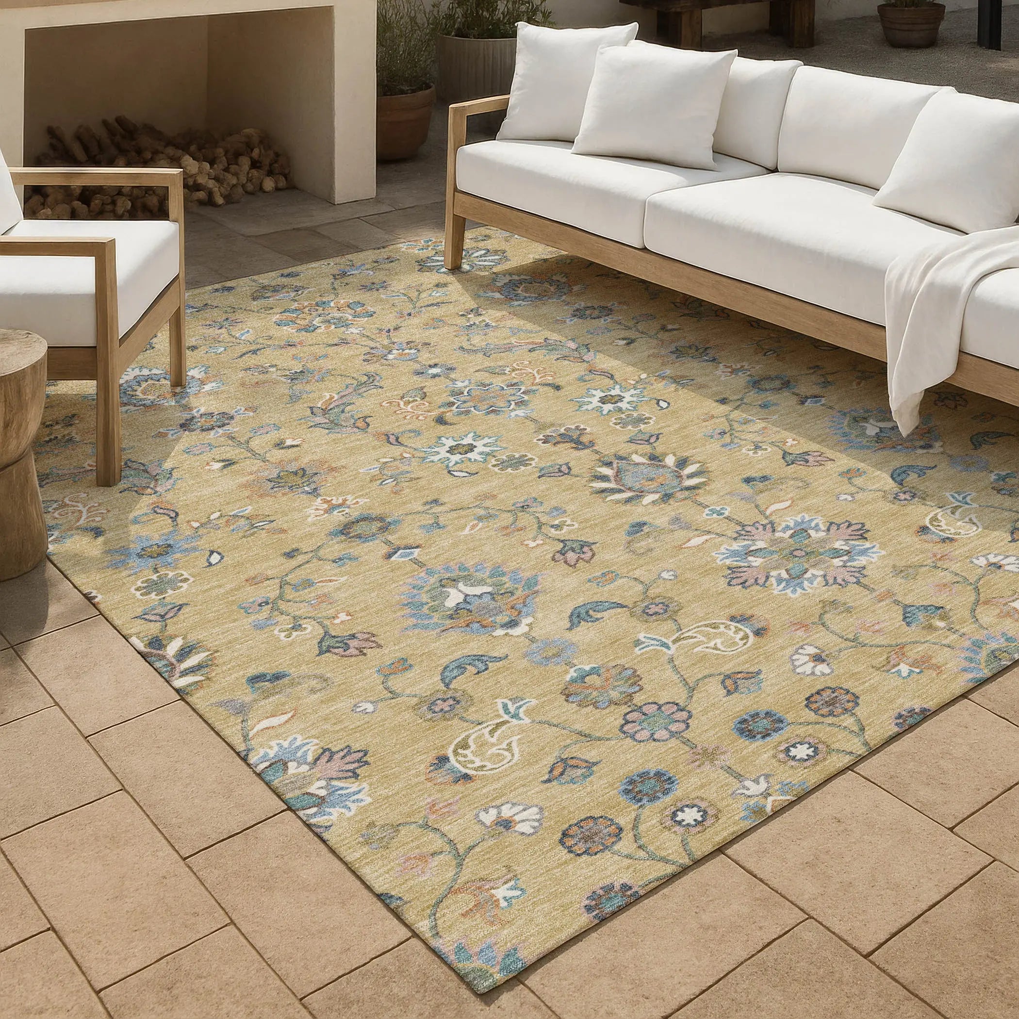 3' X 5' Wheat And Taupe Abstract Washable Indoor Outdoor Area Rug Homeroots Outdoor