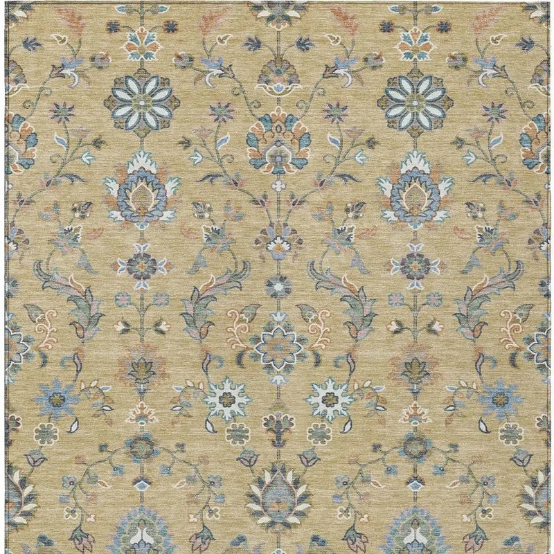 3' X 5' Wheat And Taupe Abstract Washable Indoor Outdoor Area Rug Homeroots Outdoor