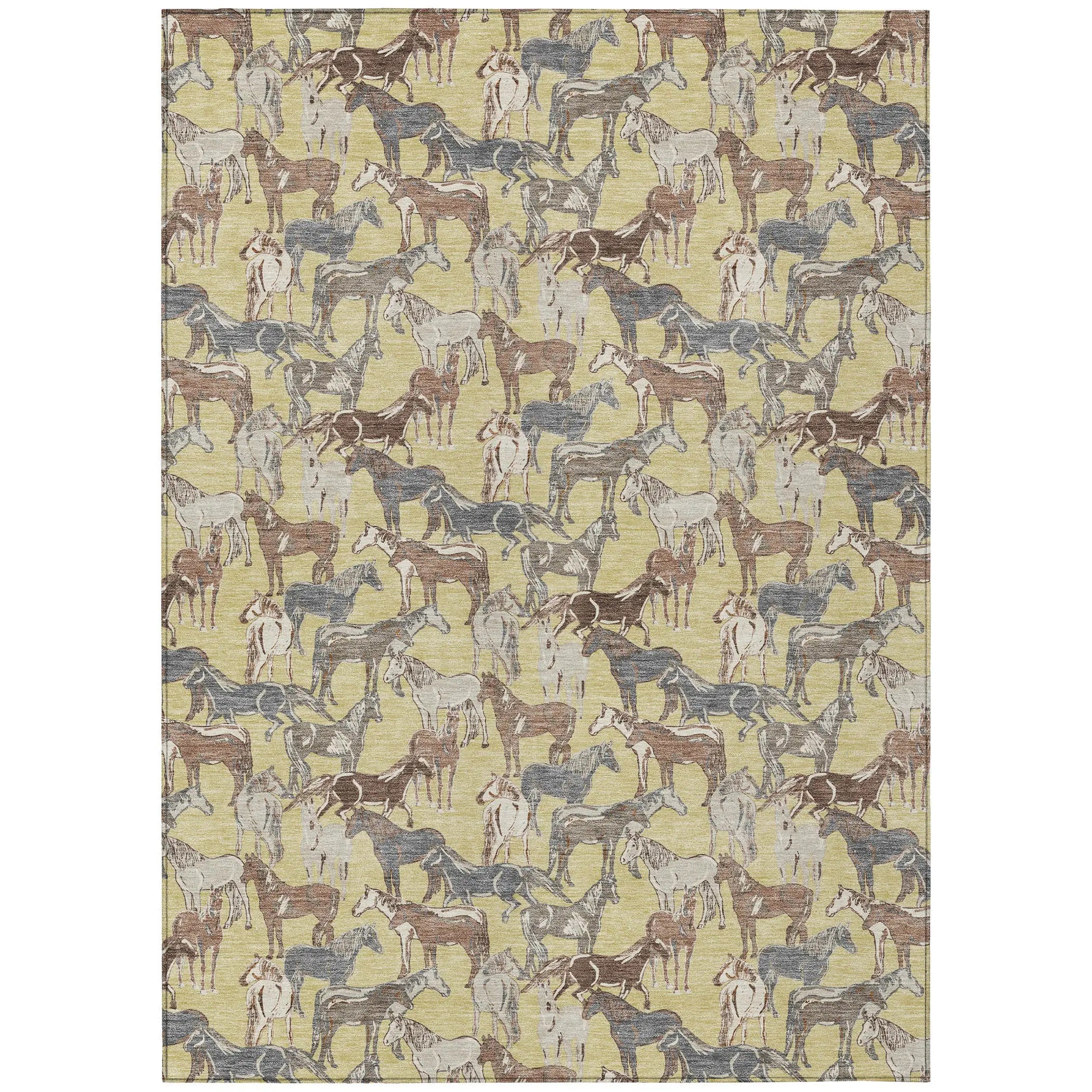 3' X 5' Wheat And Taupe Horse Washable Indoor Outdoor Area Rug Homeroots Outdoor