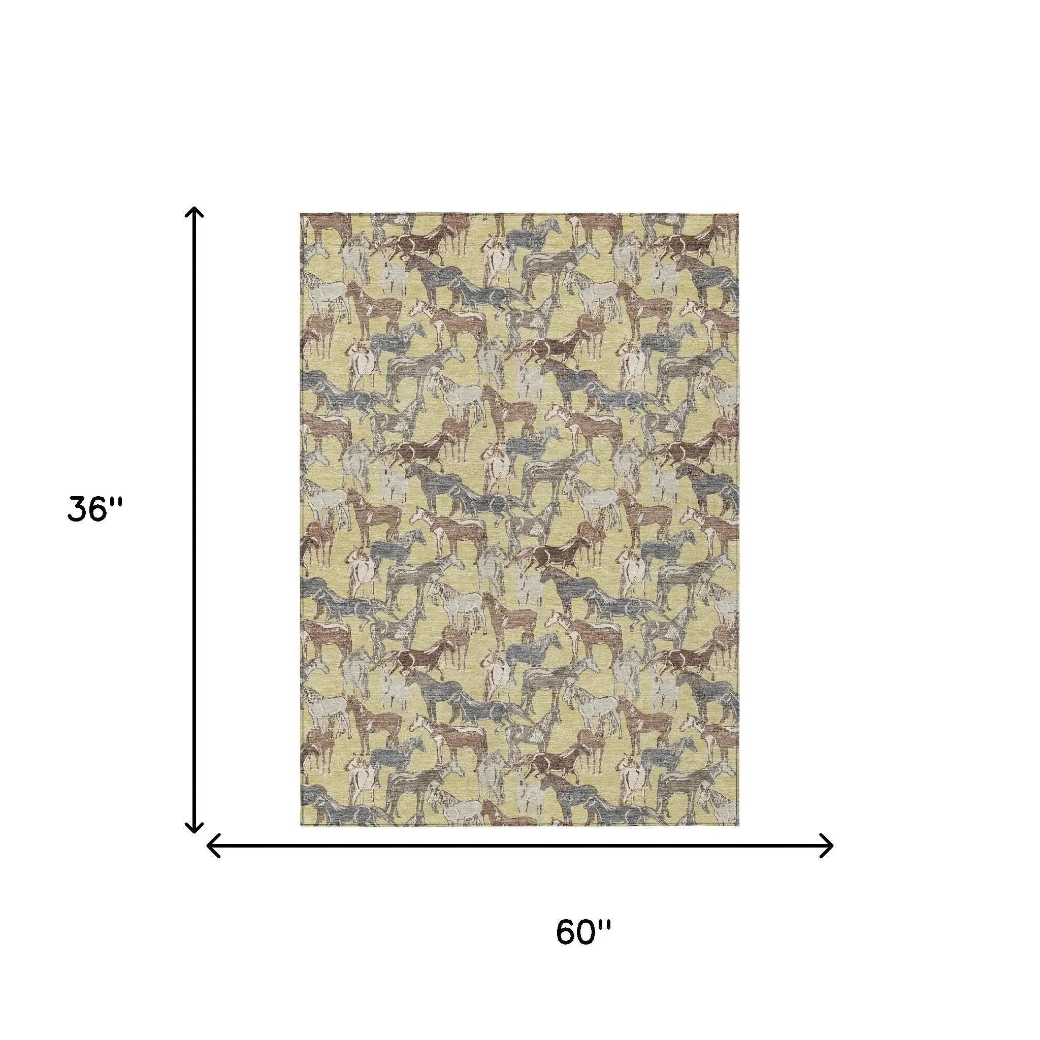 3' X 5' Wheat And Taupe Horse Washable Indoor Outdoor Area Rug Homeroots Outdoor