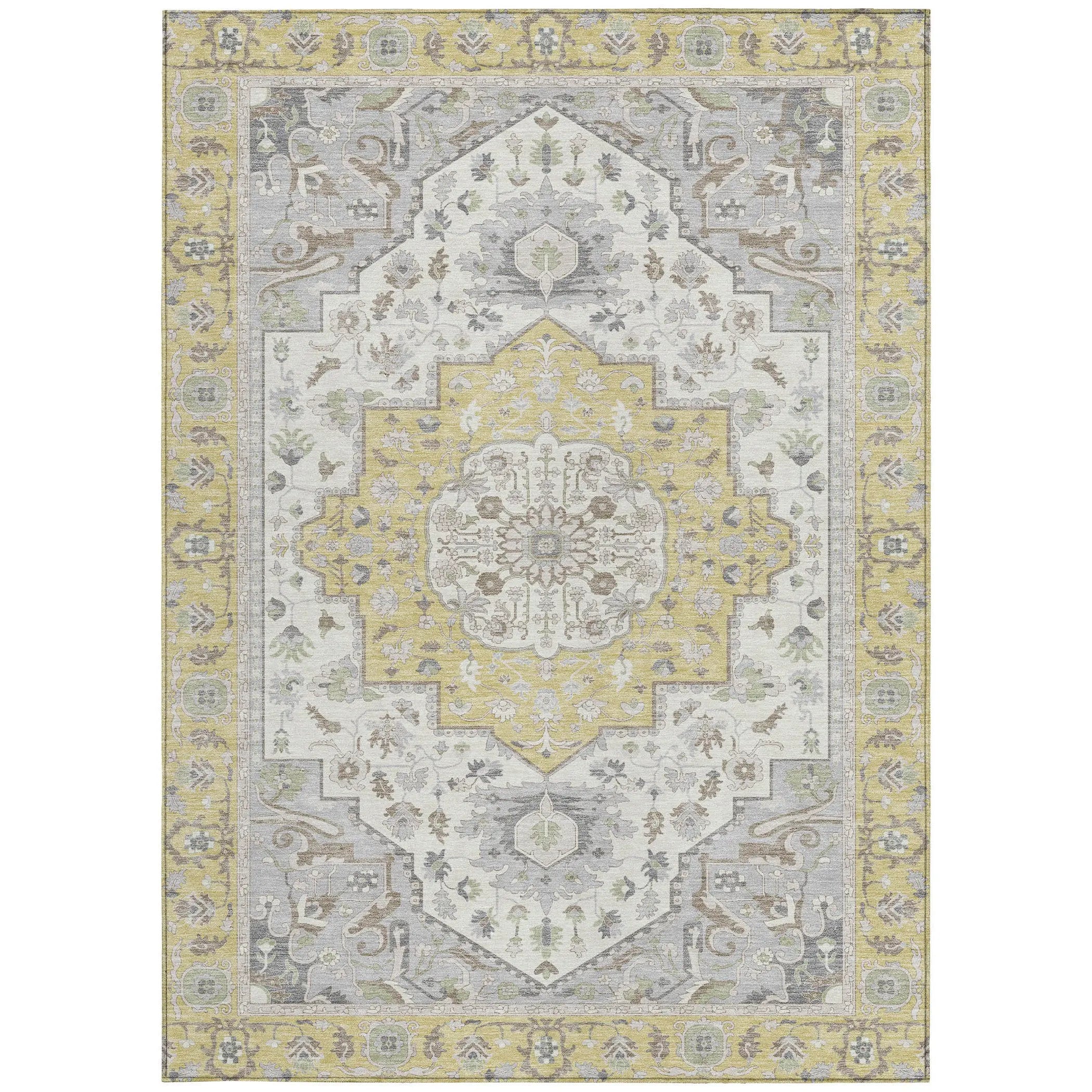 3' X 5' Wheat And Taupe Oriental Washable Indoor Outdoor Area Rug Homeroots Outdoor