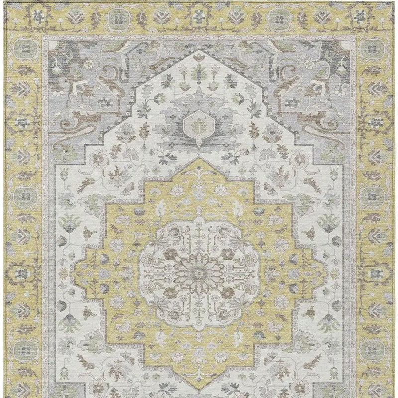3' X 5' Wheat And Taupe Oriental Washable Indoor Outdoor Area Rug Homeroots Outdoor