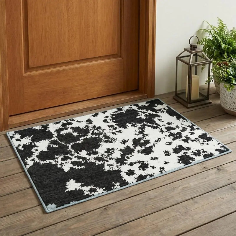 3' X 5' White And Ivory Abstract Washable Indoor Outdoor Area Rug Homeroots Outdoor