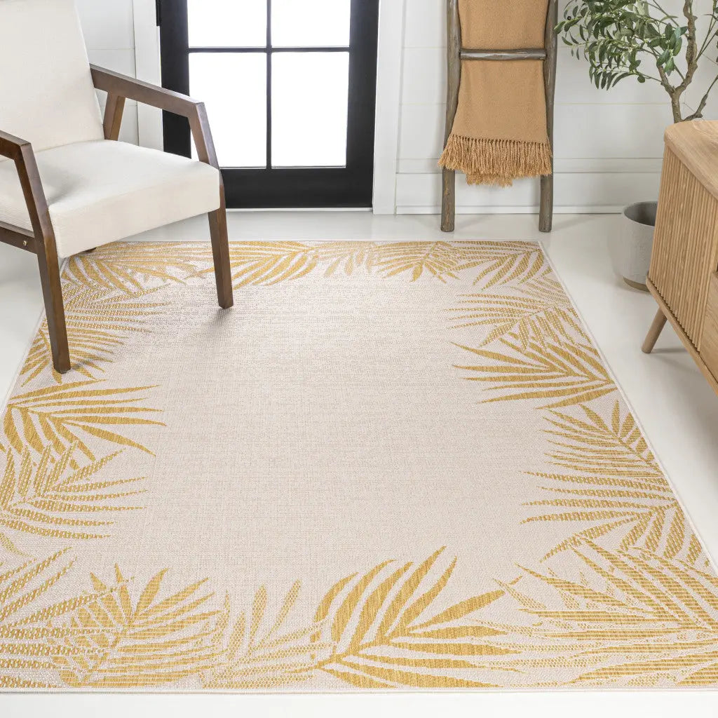 3' X 5' Yellow And Cream Floral Indoor Outdoor Area Rug Homeroots Outdoor