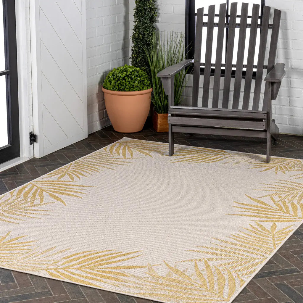3' X 5' Yellow And Cream Floral Indoor Outdoor Area Rug Homeroots Outdoor