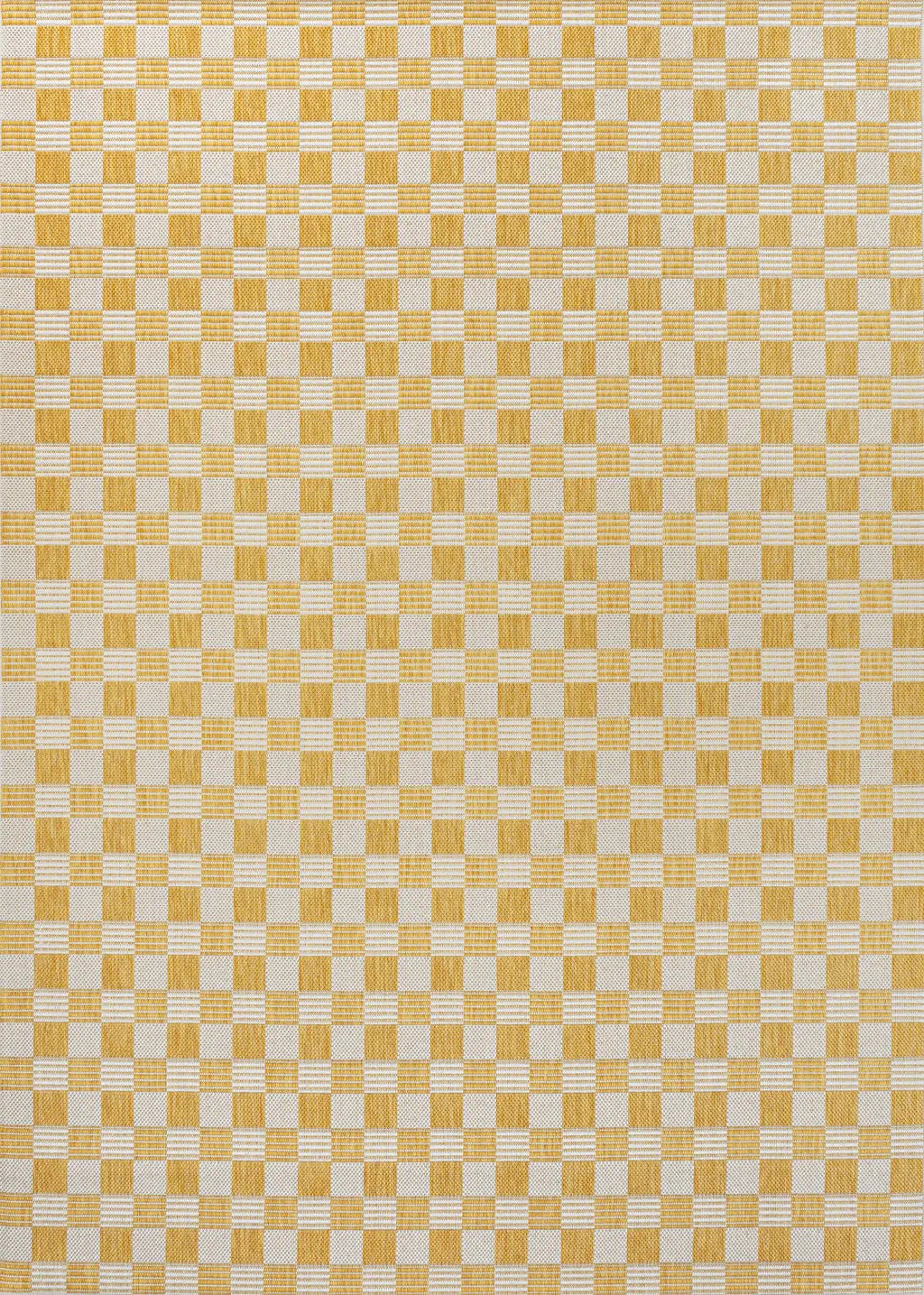 3' X 5' Yellow And Cream Geometric Indoor Outdoor Area Rug - GreatEagleInc
