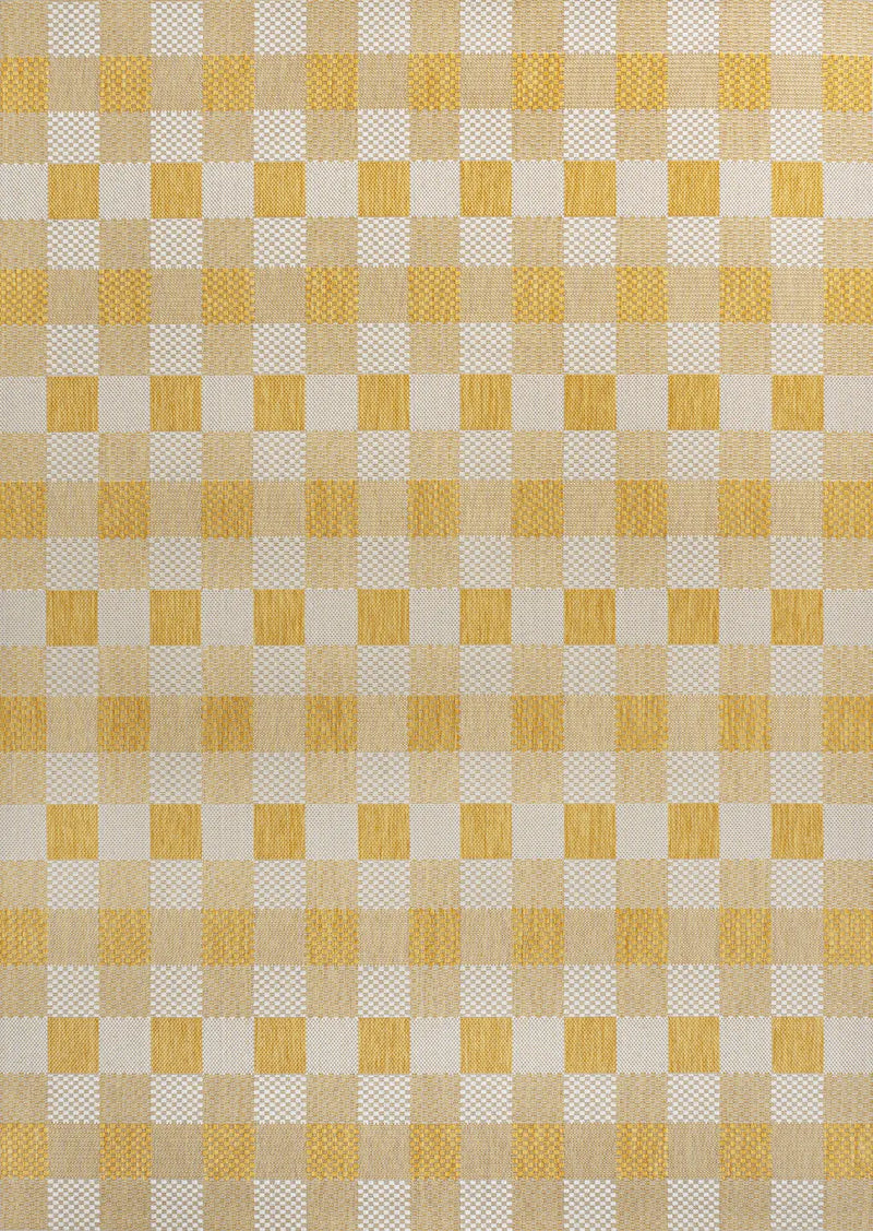 3' X 5' Yellow And Cream Geometric Indoor Outdoor Area Rug Homeroots Outdoor