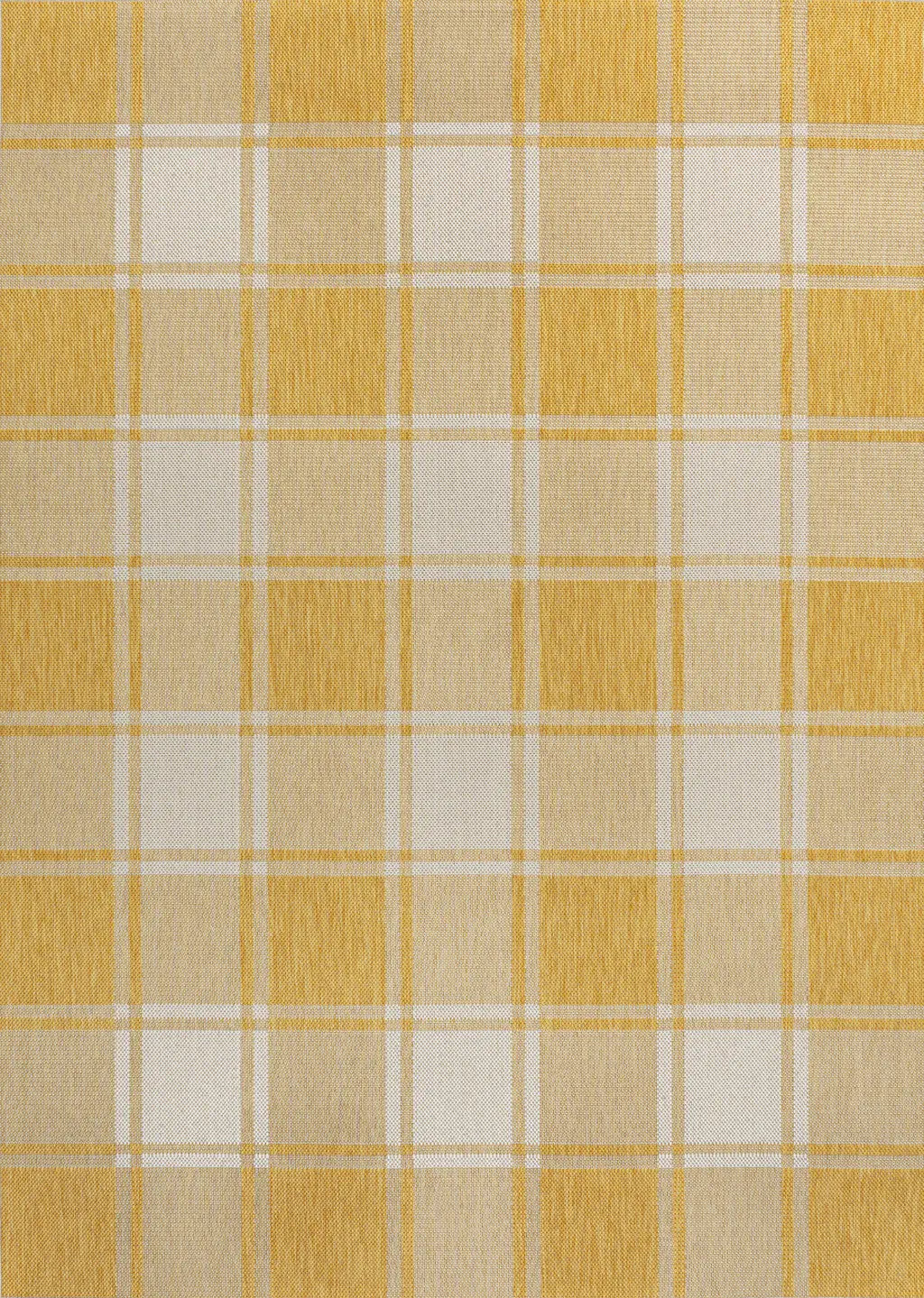 3' X 5' Yellow And Cream Gingham Indoor Outdoor Area Rug Homeroots Outdoor