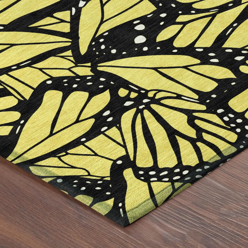 3' X 5' Yellow And Gold Animal Print Washable Indoor Outdoor Area Rug Homeroots Outdoor