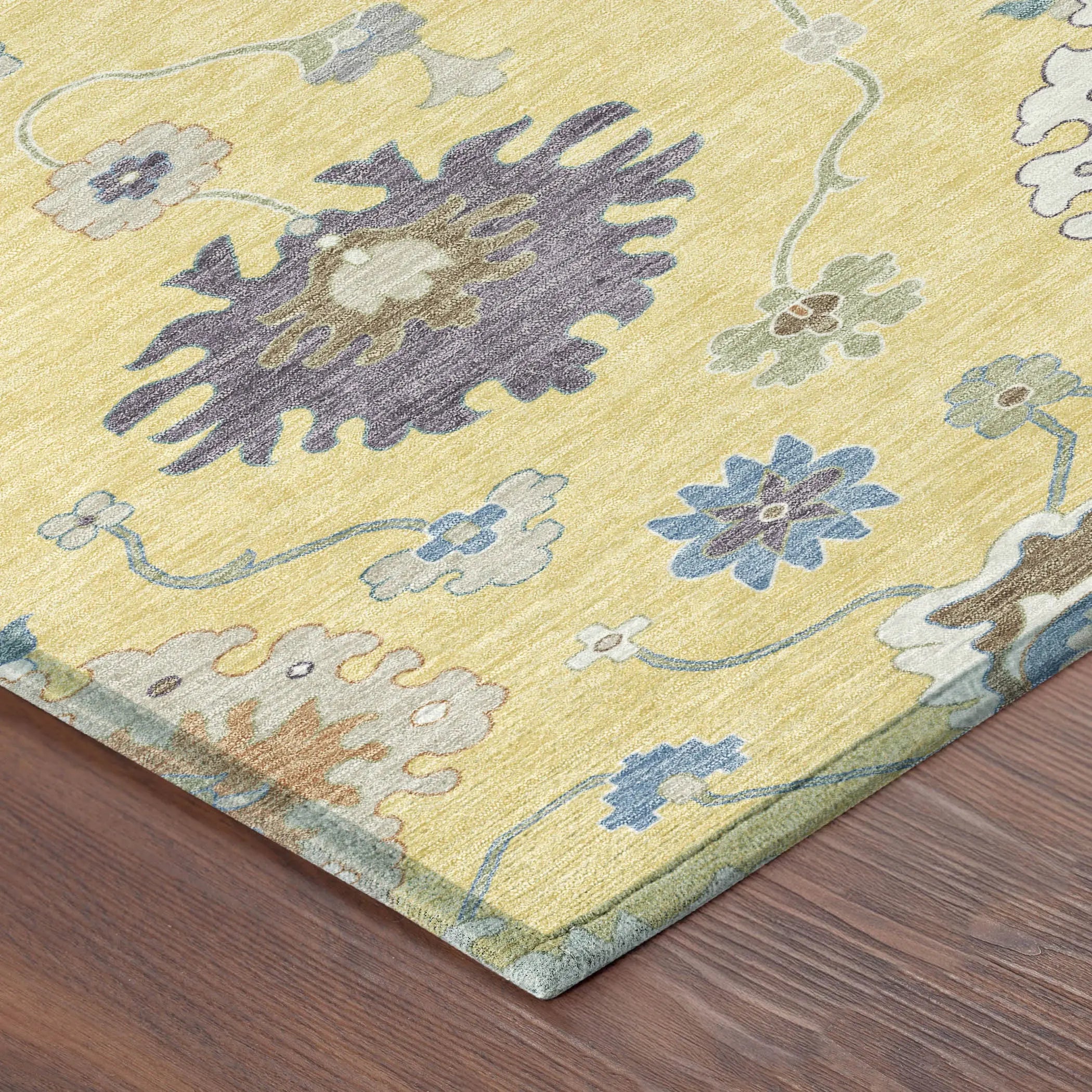 3' X 5' Yellow And Teal Blue Oriental Washable Indoor Outdoor Area Rug Homeroots Outdoor