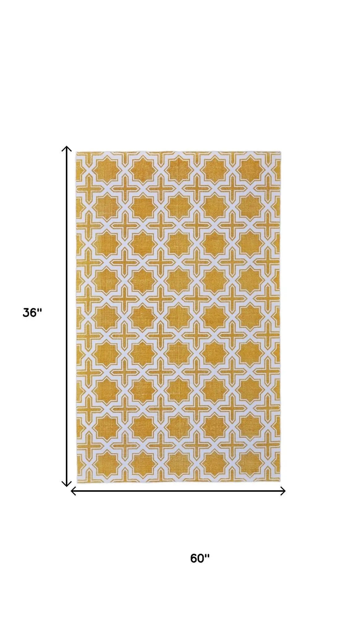 3' X 5' Yellow And White Geometric Hand Woven Area Rug Homeroots Home Decor