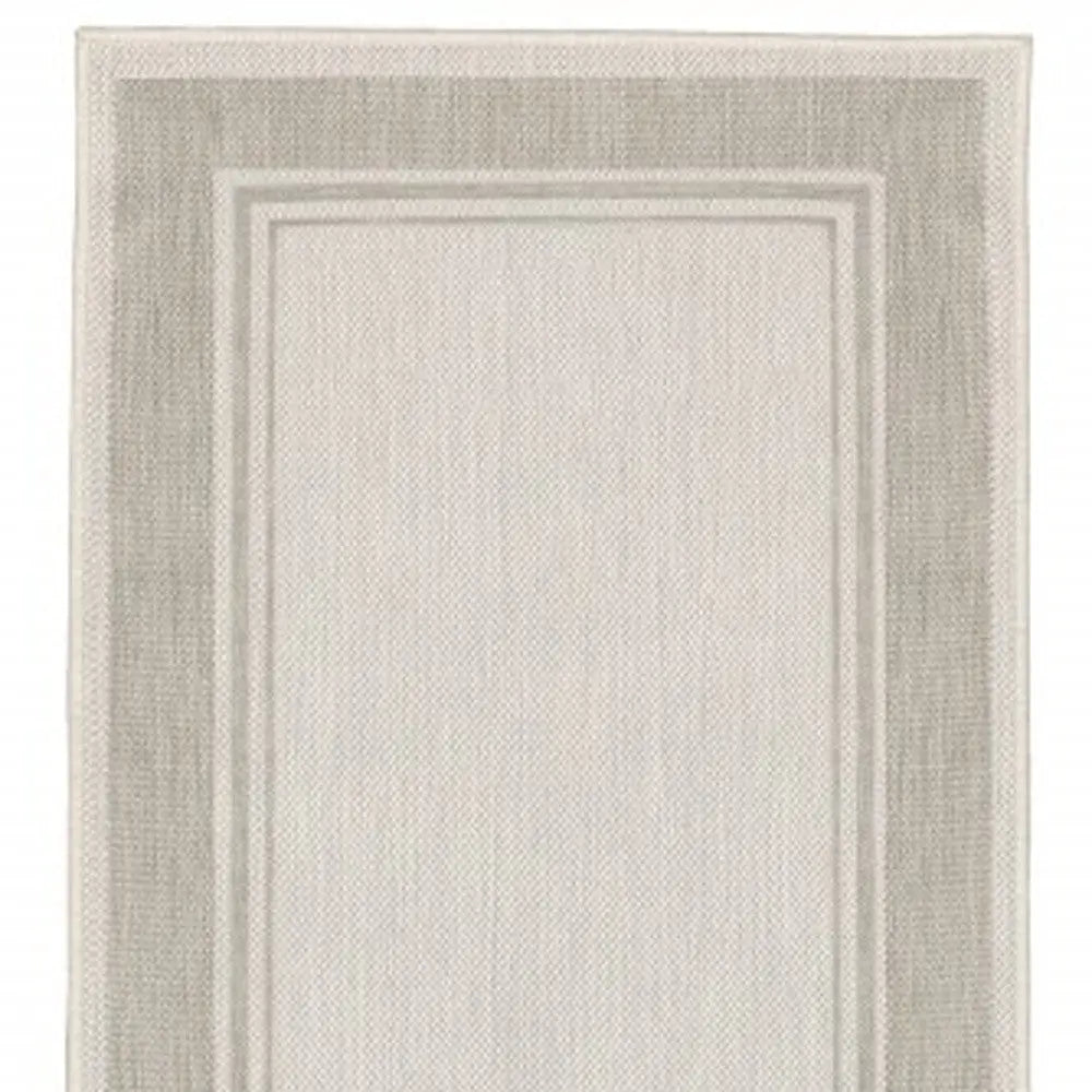 3' X 6' Gray And Ivory Indoor Outdoor Runner Rug Homeroots Outdoor