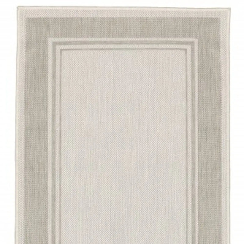 3' X 6' Gray And Ivory Indoor Outdoor Runner Rug Homeroots Outdoor