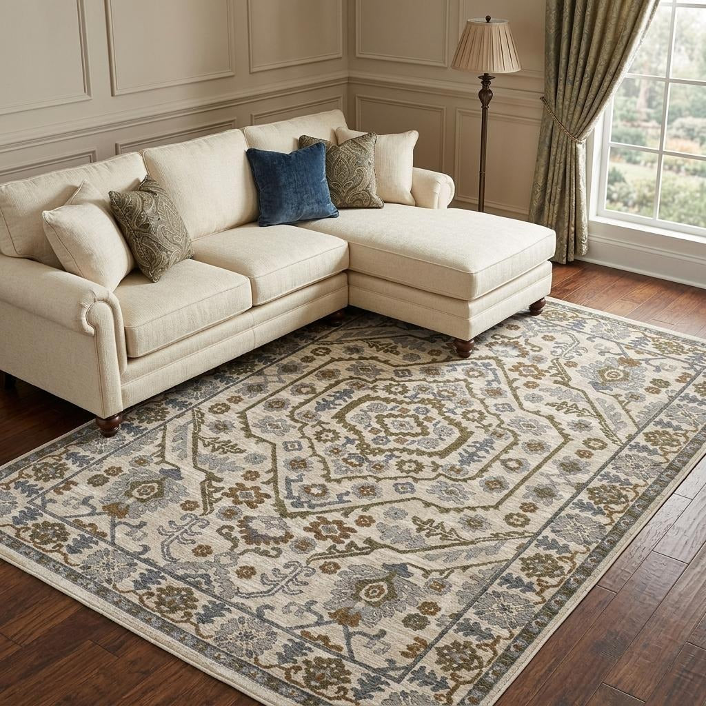 10' X 13' Ivory And Rust Floral Area Rug With Fringe - Home & Garden