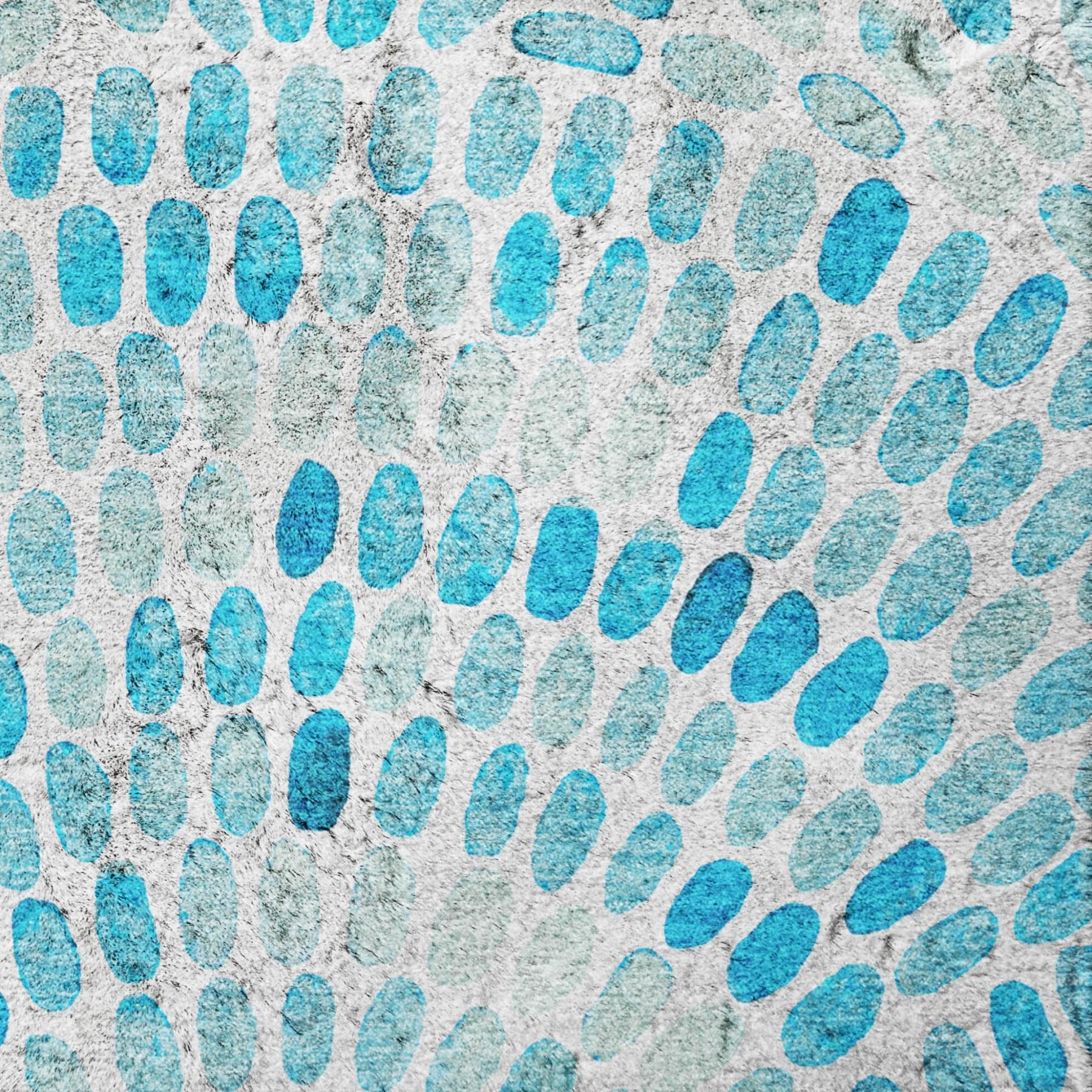 10' X 14' Aqua And Cobalt Geometric Shag Washable Area Rug With UV Protection - Home & Garden