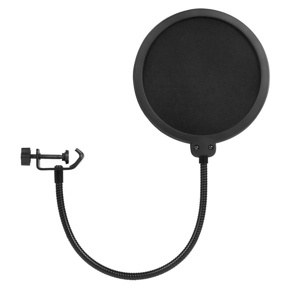 Black Double Layer Studio Microphone Mic Wind Screen Filter For Speaking Recording Black