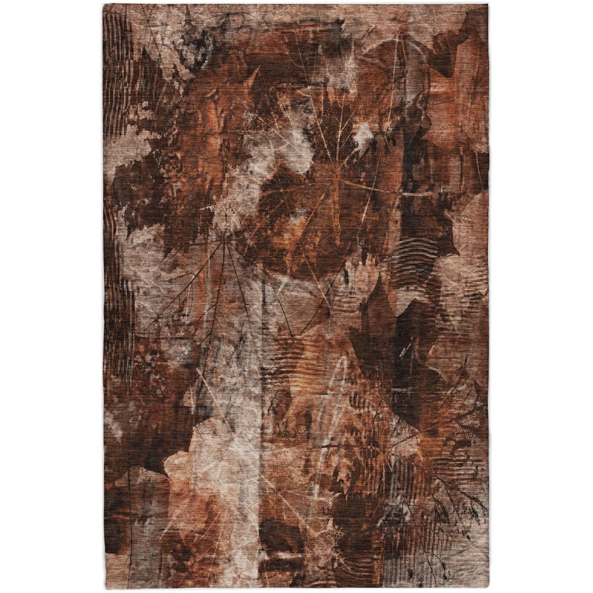 10' X 14' Orange And Charcoal Floral Shag Washable Area Rug With UV Protection - Home & Garden