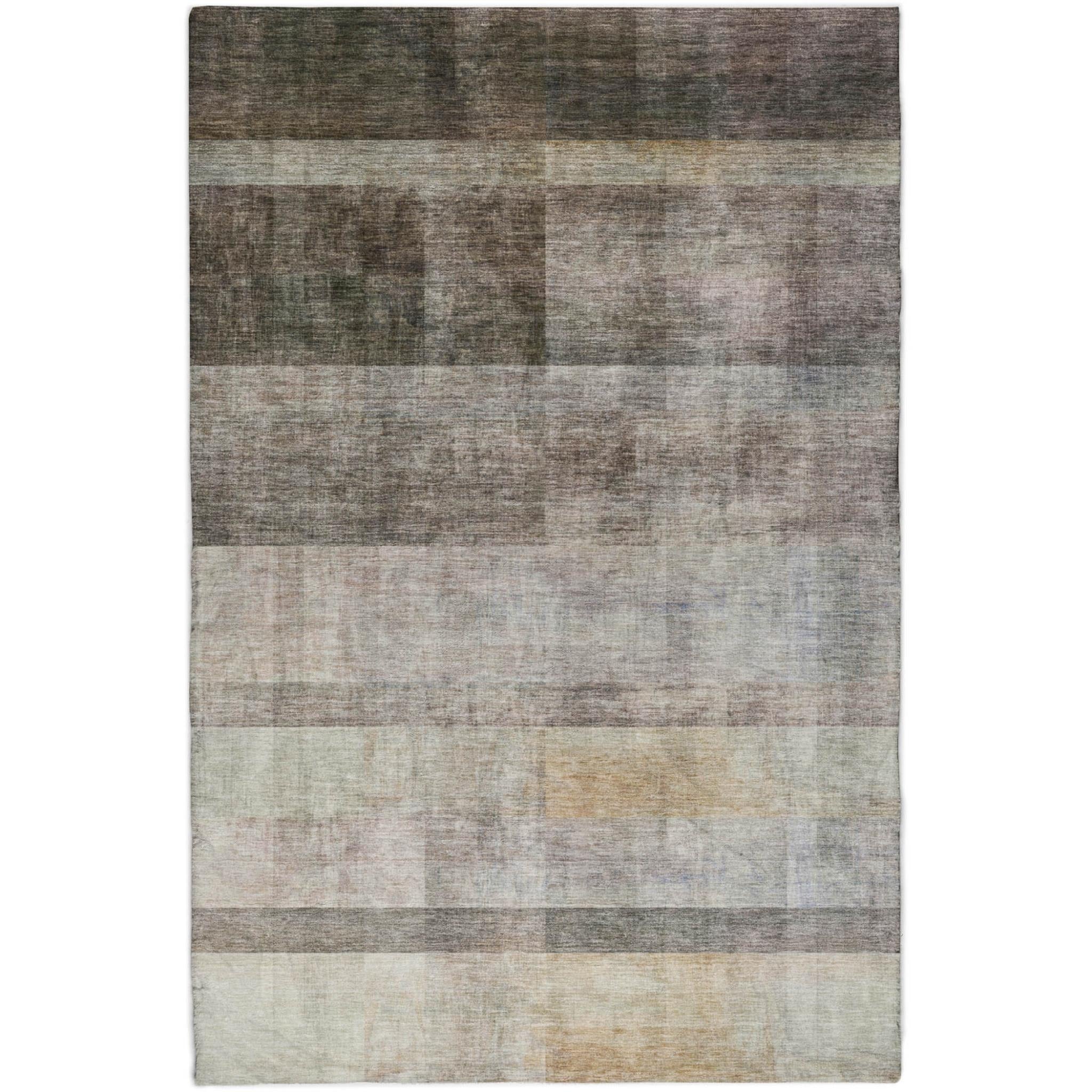 3' X 5' Brown And Gray Geometric Shag Washable Area Rug With UV Protection - Home & Garden