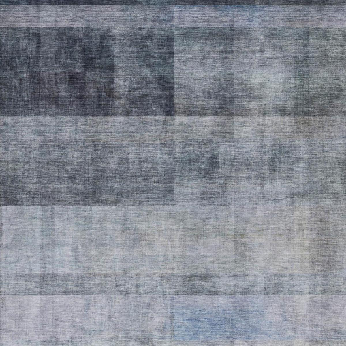 5' X 8' Navy Blue And Gray Geometric Shag Washable Area Rug With UV Protection - Home & Garden