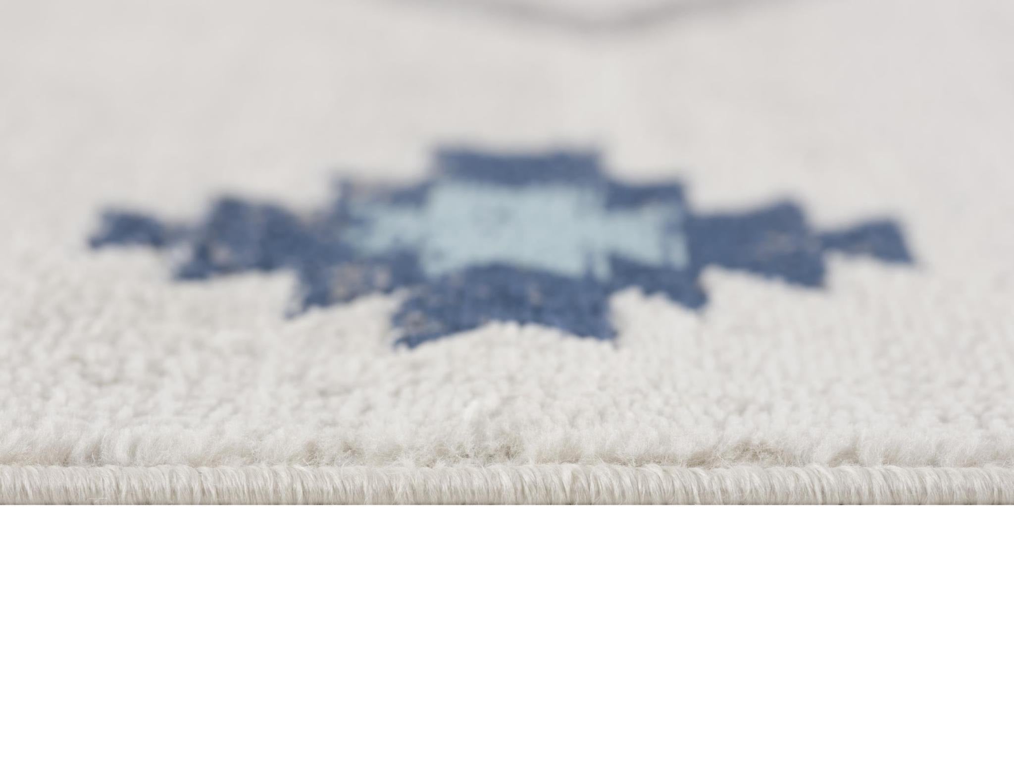 2' X 5' Blue and Ivory Southwestern Area Rug - Home & Garden