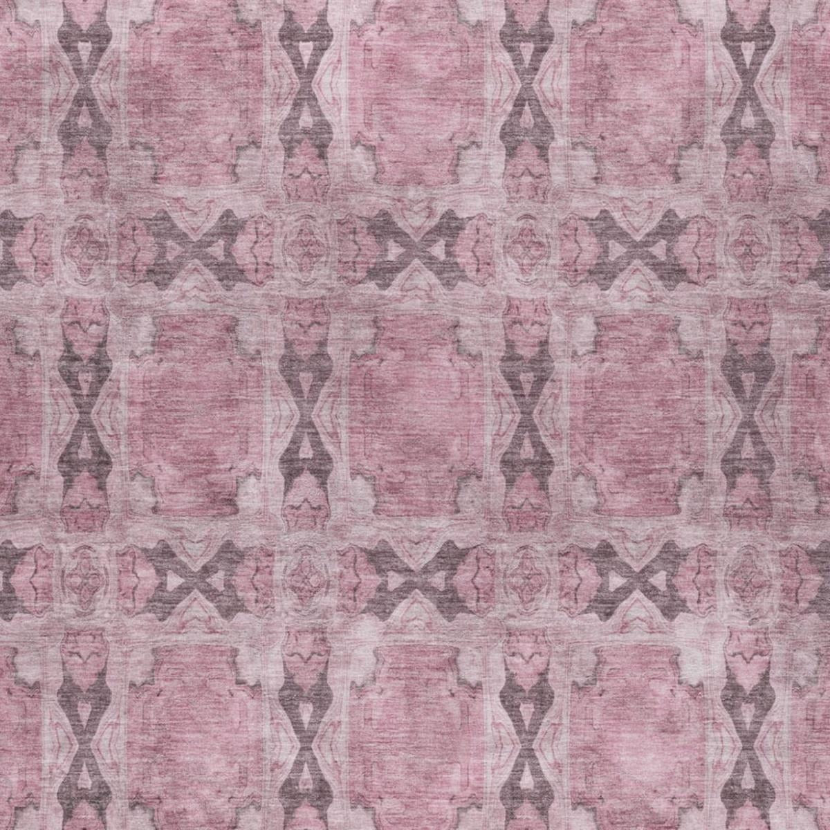 10' X 14' Pink And Gray Geometric Shag Washable Area Rug With UV Protection - Home & Garden