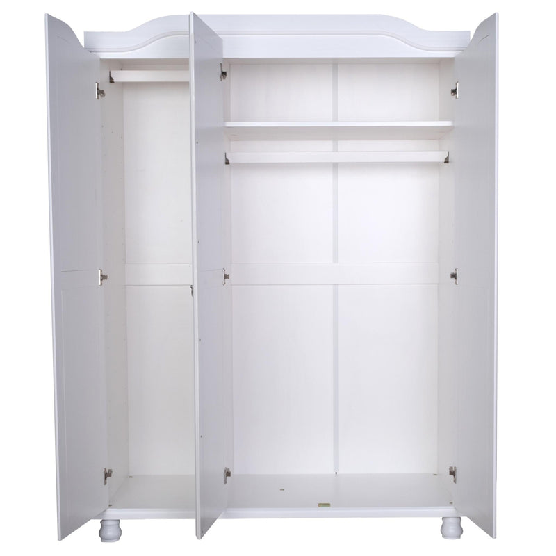 74" White Solid Wood Mirrored Three Door Combo Dresser - Bed & Bath