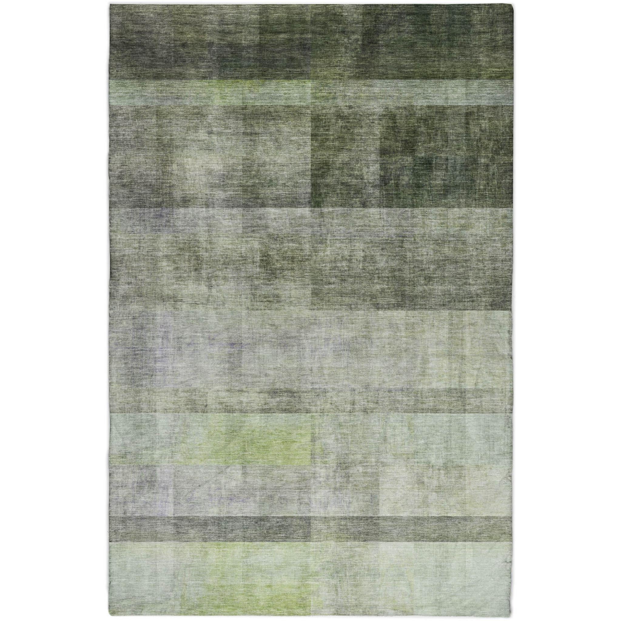 10' X 14' Olive Green And Gray Geometric Shag Washable Area Rug With UV Protection - Home & Garden