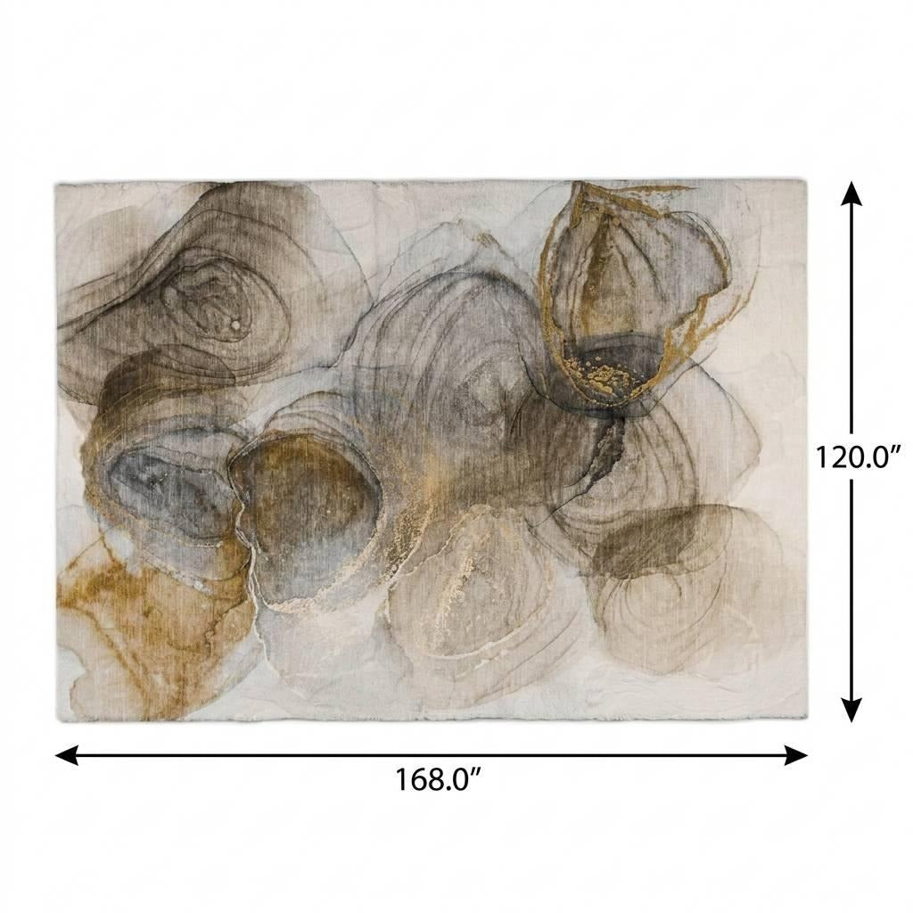 10' X 14' Brown And Ivory Abstract Shag Washable Area Rug With UV Protection - Home & Garden