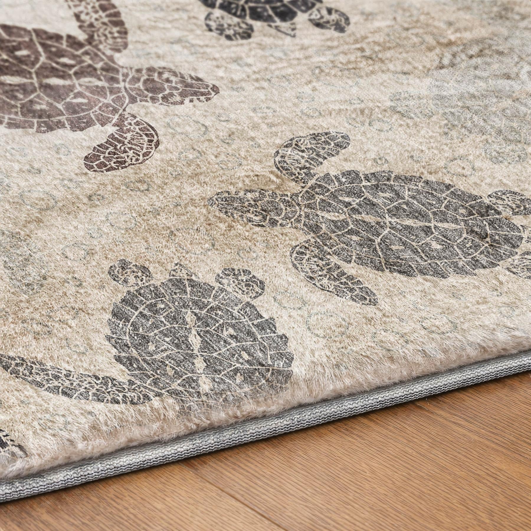 10' X 14' Sand And Chocolate Animal Print Shag Washable Area Rug With UV Protection - Home & Garden