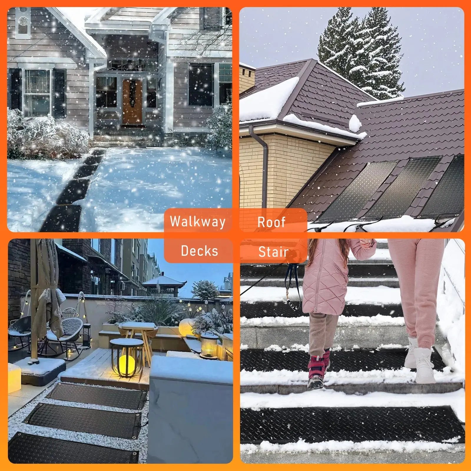 3pcs Heated Snow Melting Mats,10x30in  Electric Ice Melting Mats for Winter Snow Removal,Heated DrivewayDriveway Walkway Mats GreatEagleInc