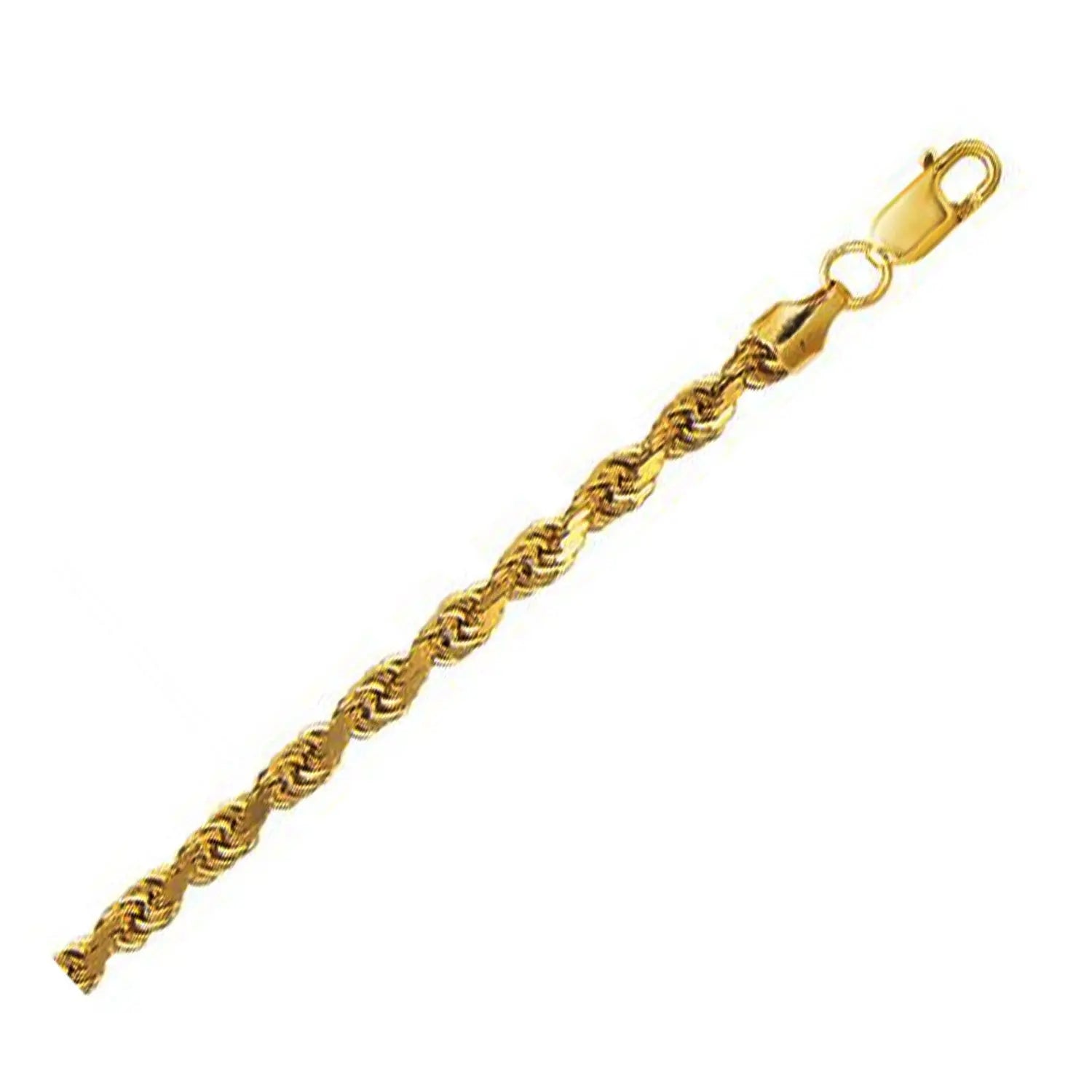 4.5mm 10K Yellow Gold Hollow Diamond Cut Rope Chain - GreatEagleInc