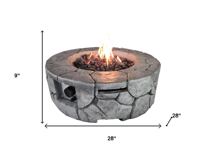 40000 BTU 28" Gray Concrete Propane Round Fire Pit With Cover Homeroots Outdoor