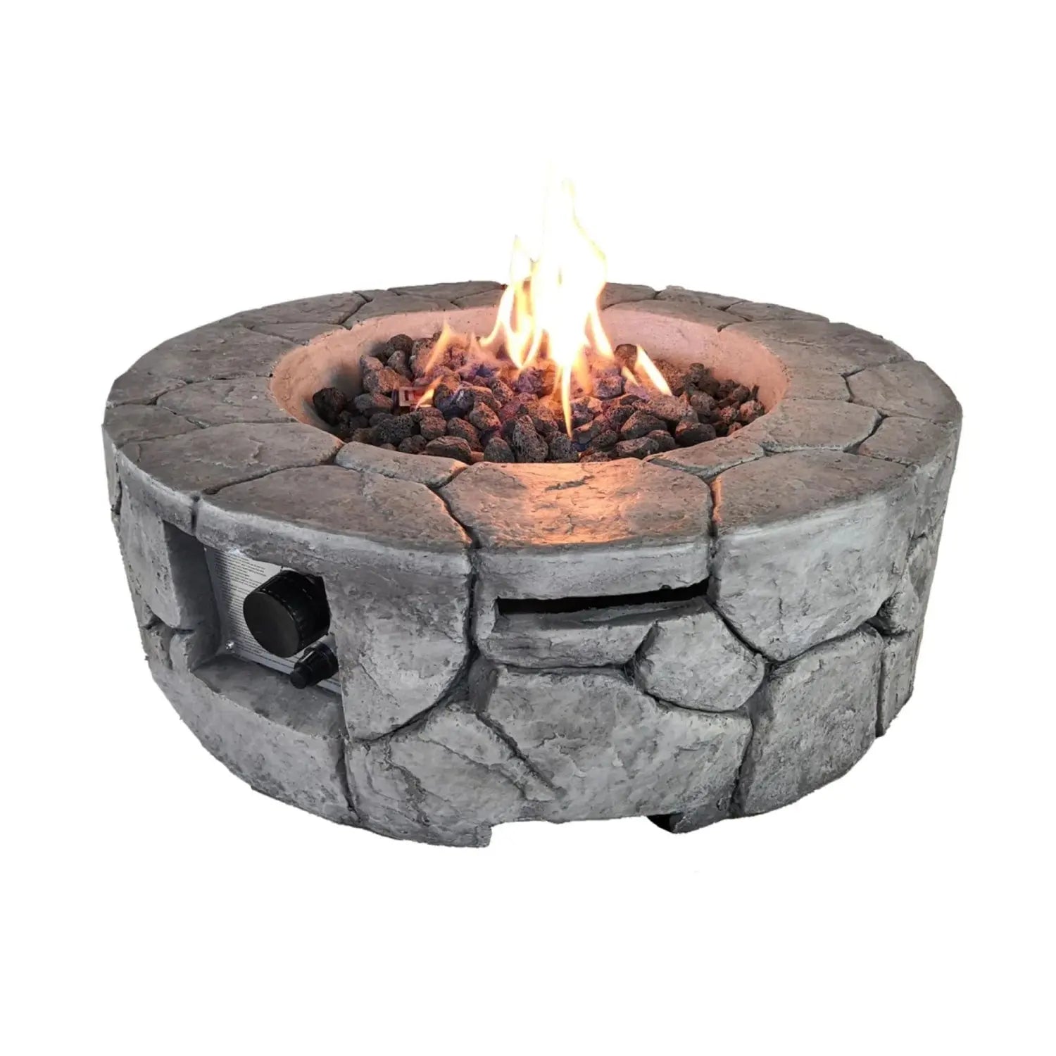 40000 BTU 28" Gray Steel Propane Round Fire Pit With Cover Homeroots Outdoor