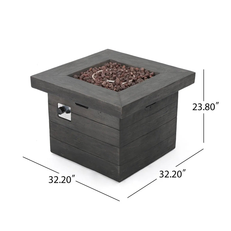 40000 BTU 32" Gray Steel Propane Rectangular Fire Pit With Cover Homeroots Outdoor