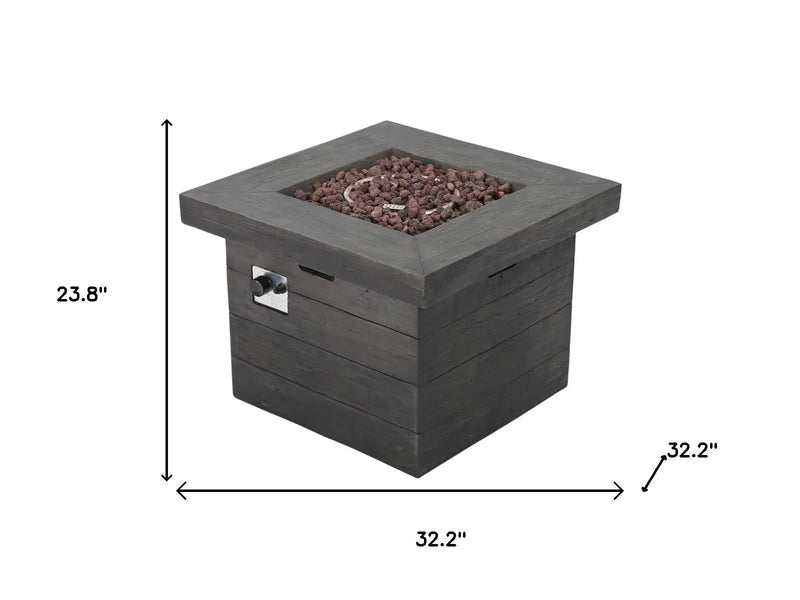 40000 BTU 32" Gray Steel Propane Rectangular Fire Pit With Cover Homeroots Outdoor