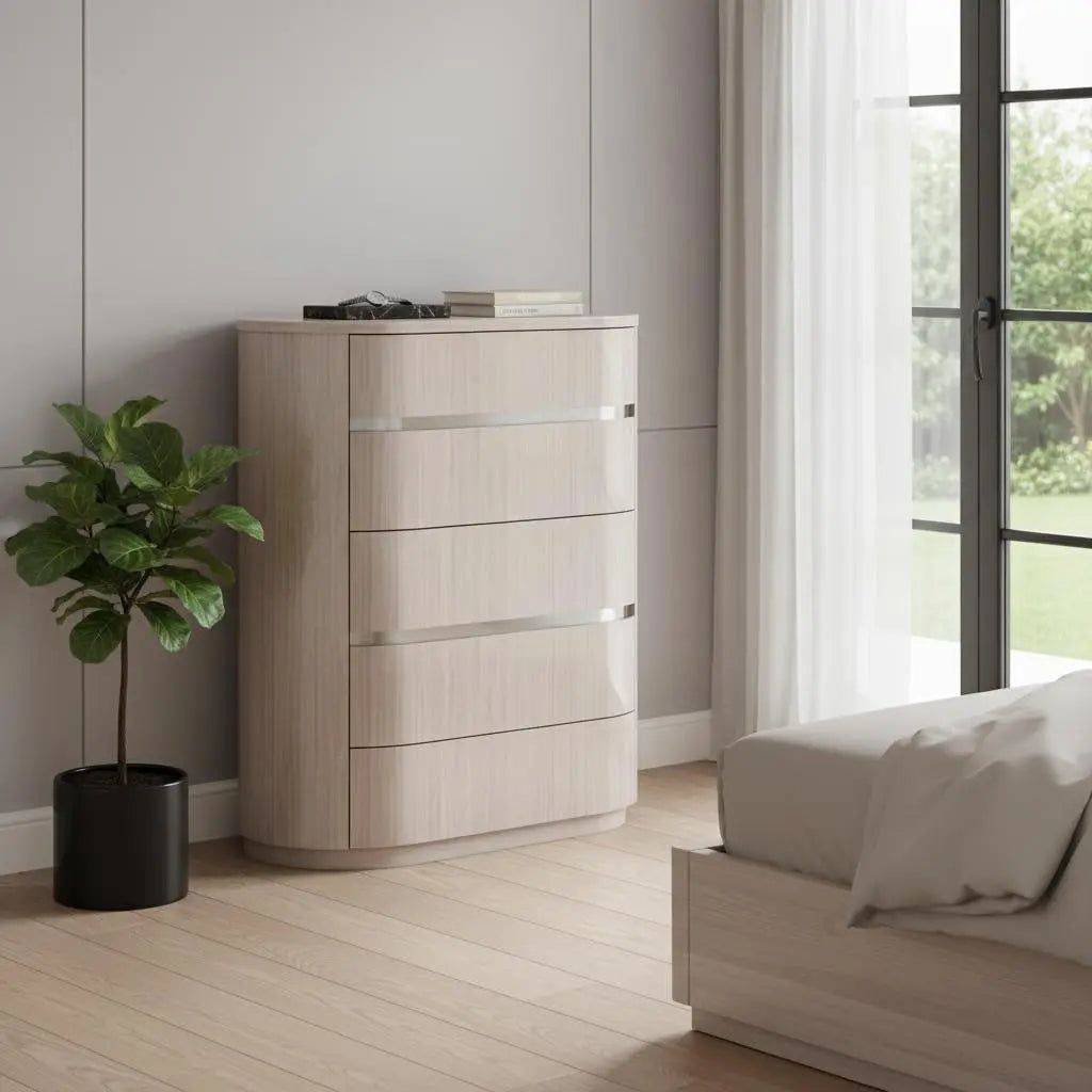 40" Beige Wood Four Drawer Dresser Homeroots Bed & Bath