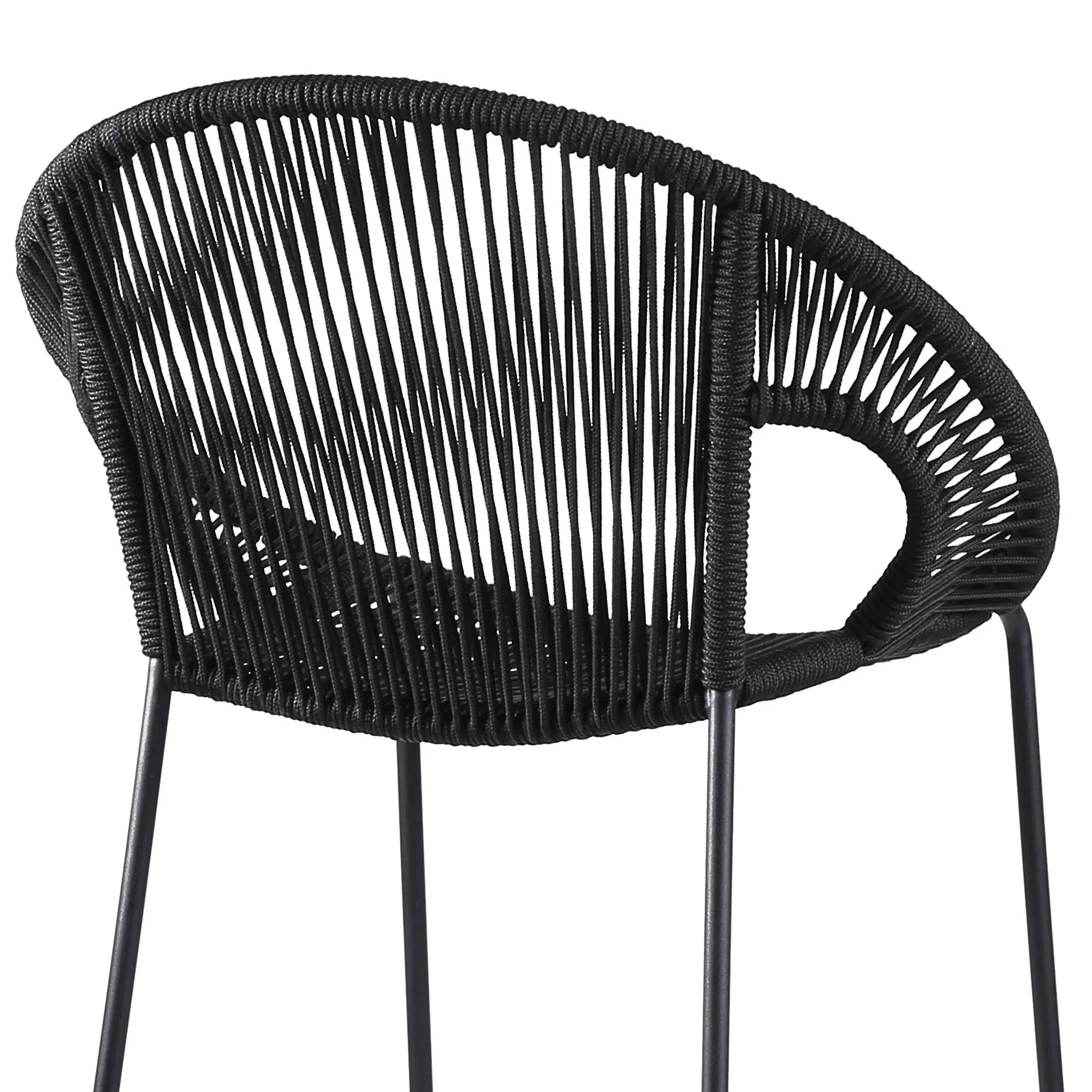40" Black Metal Low back Outdoor Counter Height Bar chair with Footrest - GreatEagleInc