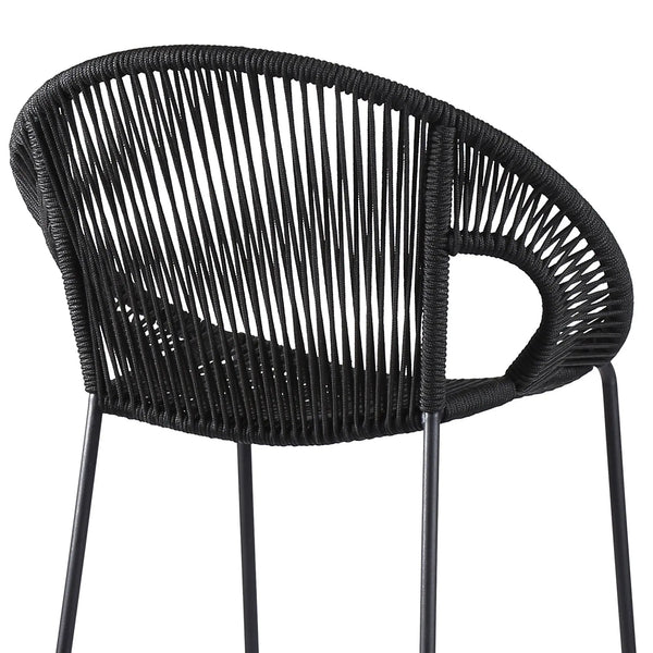40" Black Metal Low back Outdoor Counter Height Bar chair with Footrest - GreatEagleInc