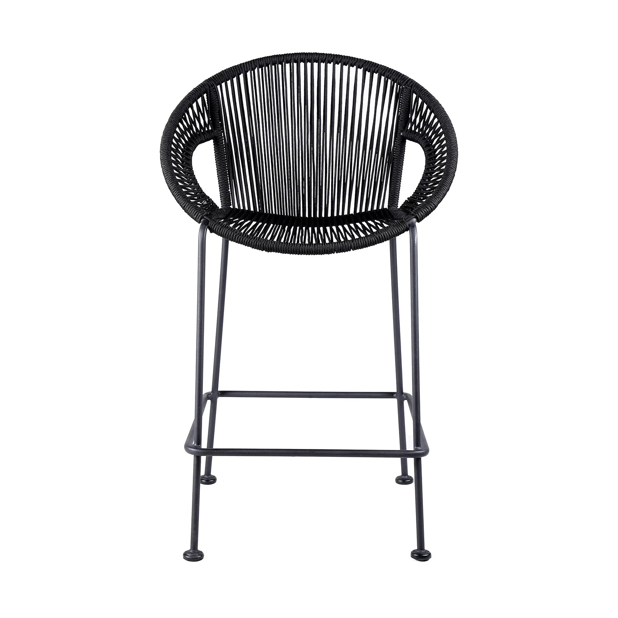 40" Black Metal Low back Outdoor Counter Height Bar chair with Footrest - GreatEagleInc